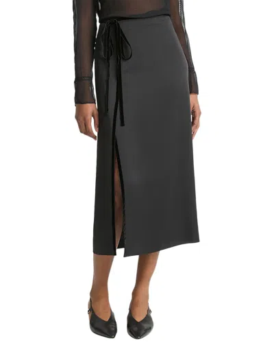 Vince Velvet Trim Side Slit Skirt In Black