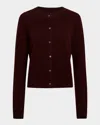 Vince Velvet Trim Wool-cashmere Cardigan In Black Rose