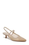 Vince Mesh Leather Kitten Slingback Pumps
