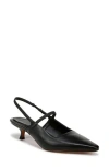 Vince Mesh Leather Kitten Slingback Pumps In Black