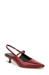 Vince Venice Slingback Pointed Toe Kitten Heel Pump In Crimson