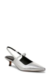 Vince Bianca Metallic Kitten Slingback Pumps In Silver