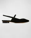 Vince Venice Suede Slingback Ballerina Flats In Black Suede
