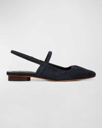 Vince Venice Suede Slingback Ballerina Flats In Blue Ink