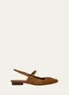 Vince Venice Suede Slingback Ballerina Flats In Elm Wood Brown Su