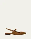 Vince Venice Suede Slingback Ballerina Flats In Elm Wood Brown Suede