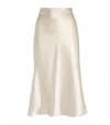 Vince Black High-waisted Satin Skirt In Beige