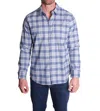 Vince Vineyard Plaid Shirt In Light Iron/faded Cobalt In Multi