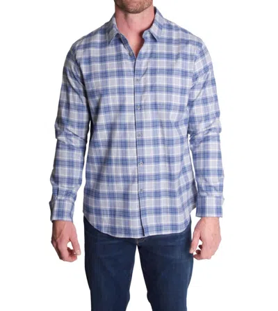 Vince Vineyard Plaid Shirt In Light Iron/faded Cobalt In Multi