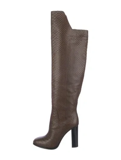 Pre-owned Vince Vintage Embossed Leather Boots In Brown