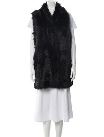 Pre-owned Vince Vintage Shearling Fur Jacket In Black