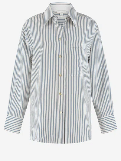 Vince Viscosa Striped Shirt In Red