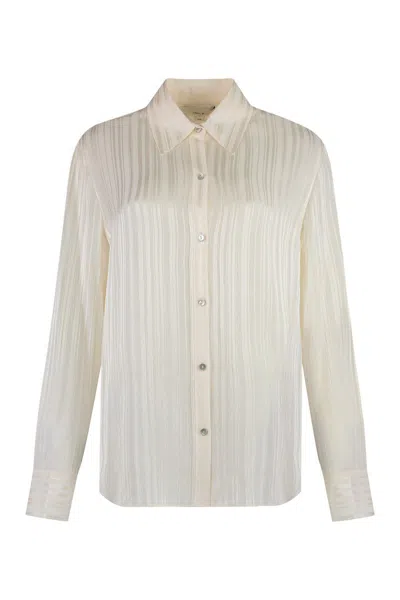Vince Striped Cropped Shirt In White