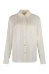 Vince Striped Cropped Shirt In Panna