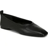 Vince Leah Leather Square-toe Ballerina Flats In Black