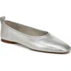 Vince Vivian Metallic Ballerina Flats In Silver