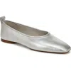 Vince Vivian Metallic Ballerina Flats In Silver Leather