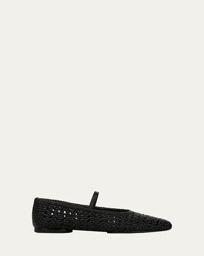 VINCE VIVIAN CROCHET LEATHER MARY JANE BALLERINA FLATS