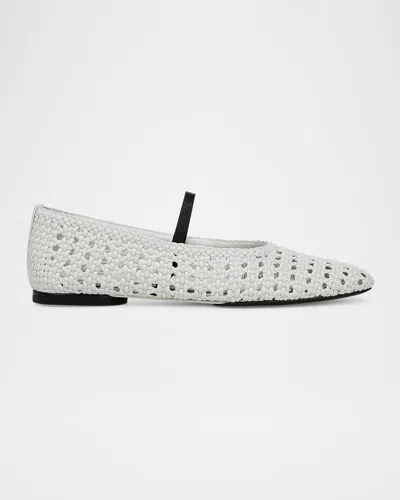 VINCE VIVIAN CROCHET LEATHER MARY JANE BALLERINA FLATS