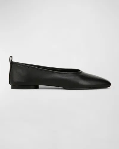 Vince Vivian Lambskin Ballerina Flats In Black Leather