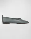 Vince Vivian Lambskin Ballerina Flats In Sea Stone Blue Leather