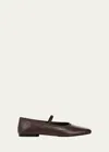 Vince Vivian Leather Mary Jane Ballerina Flats In Ganache