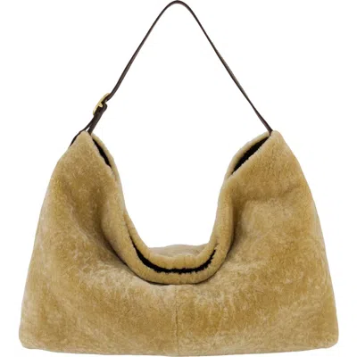 Vince Vivian Medium Shearling Hobo In Brown