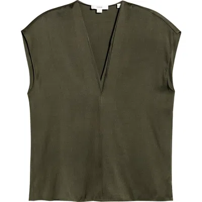 Vince V-neck Cap Sleeve Top In Green