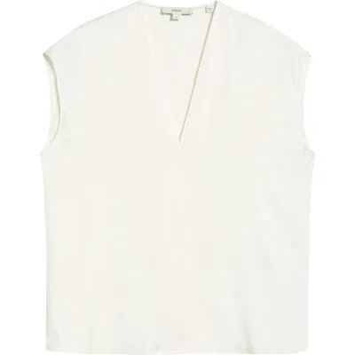 Vince V-neck Cap Sleeve Top In White