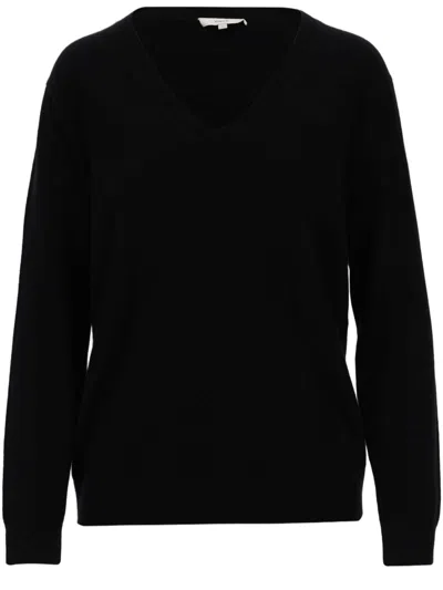 Vince V-neck Cashmere Sweater With Ribbed Cuffs And Straight Hem In Black