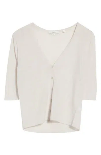 Vince V-neck Elbow Sleeve Cardigan In Salt Glass