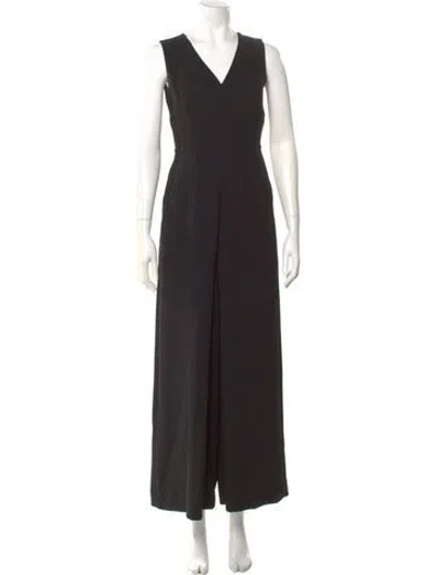 Pre-owned Vince V-neck Jumpsuit In Black