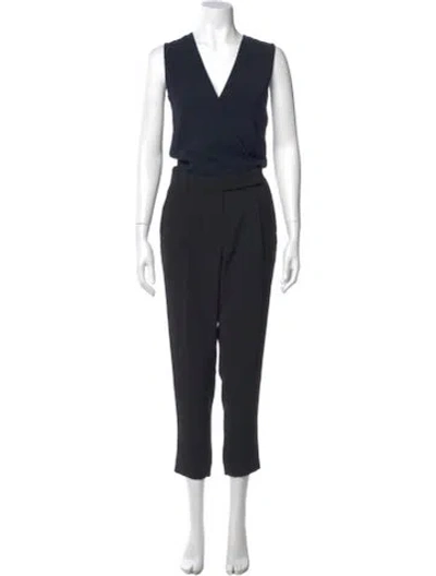 Pre-owned Vince V-neck Jumpsuit In Black