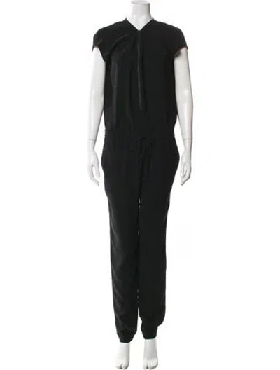 Pre-owned Vince V-neck Jumpsuit In Black