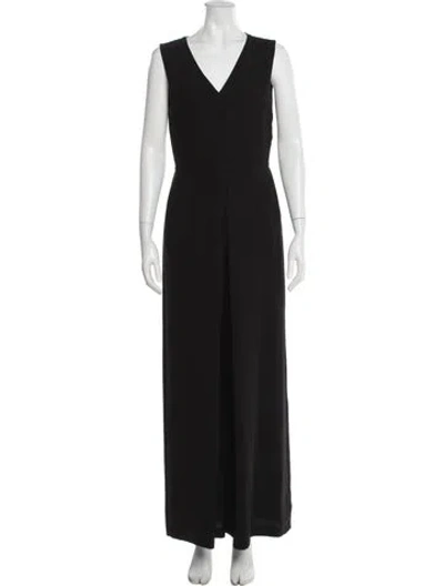 Pre-owned Vince V-neck Jumpsuit In Black