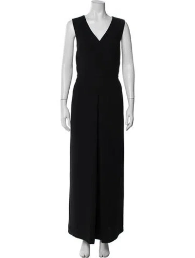 Pre-owned Vince V-neck Jumpsuit In Black