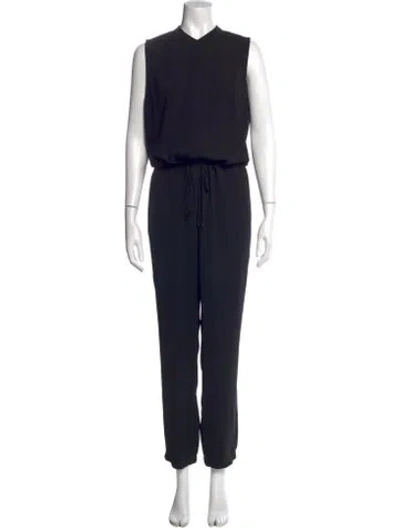 Pre-owned Vince V-neck Jumpsuit In Black
