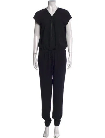 Pre-owned Vince V-neck Jumpsuit In Black