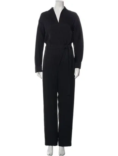 Pre-owned Vince V-neck Jumpsuit In Black