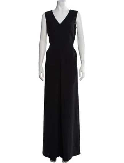 Pre-owned Vince V-neck Jumpsuit In Black