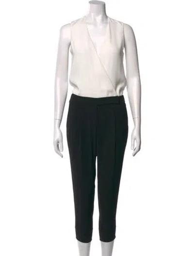 Pre-owned Vince V-neck Jumpsuit In Black/white