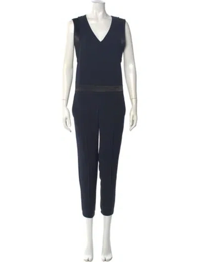 Pre-owned Vince V-neck Jumpsuit In Blue