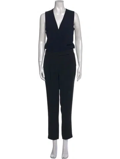 Pre-owned Vince V-neck Jumpsuit In Blue