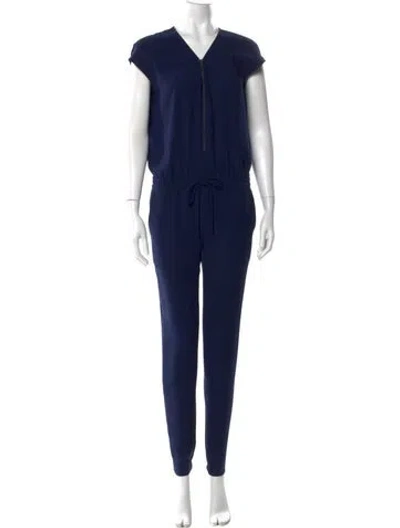 Pre-owned Vince V-neck Jumpsuit In Blue