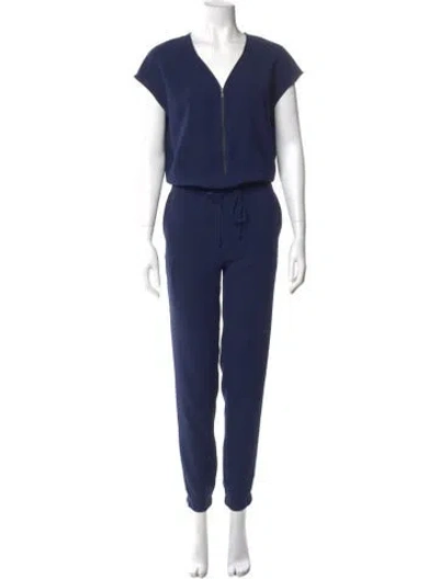 Pre-owned Vince V-neck Jumpsuit In Blue