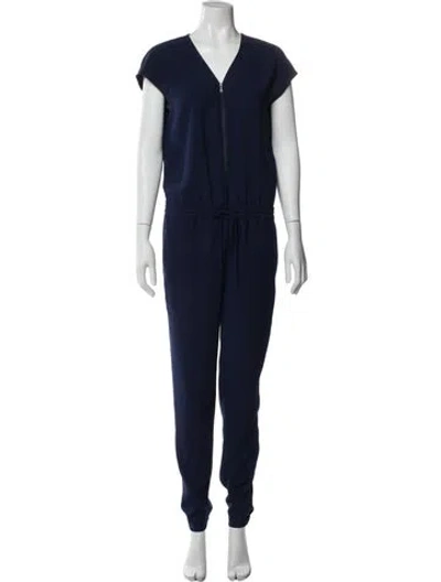 Pre-owned Vince V-neck Jumpsuit In Blue