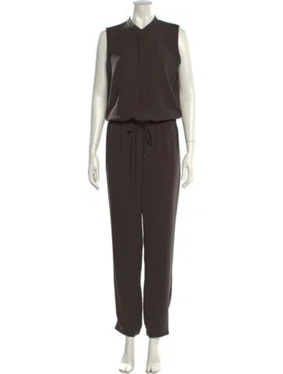 Pre-owned Vince V-neck Jumpsuit In Green