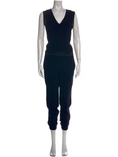 Pre-owned Vince V-neck Jumpsuit W/ Tags In Blue