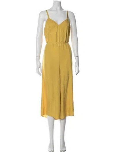 Pre-owned Vince V-neck Jumpsuit In Yellow