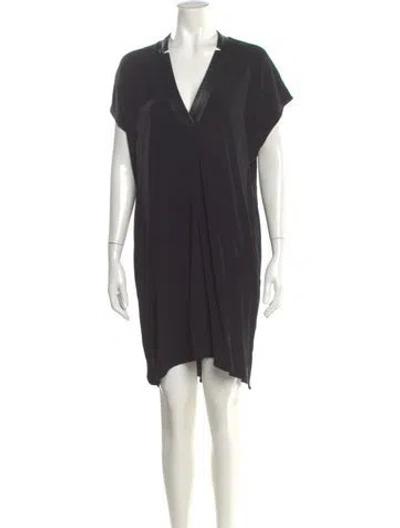 Pre-owned Vince V-neck Knee-length Dress In Black
